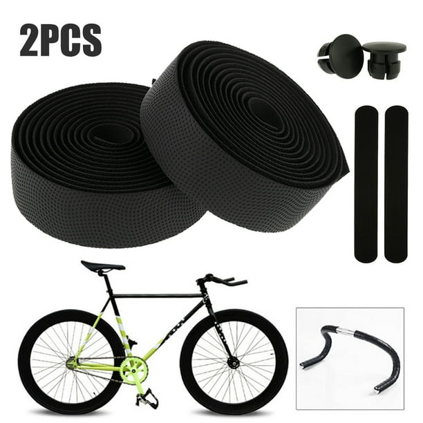 Non-Slip Handlebar Tape Bicycle Road Bike Sports Cork Grip Wrap Ribbon Plugs HOT